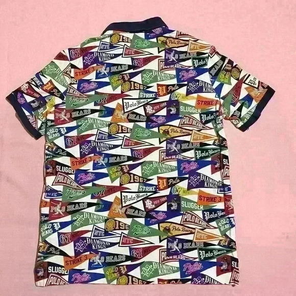 Polo Ralph Lauren Art Deco Multicolor Pennant Stadium Bears Classic Fit Shirt - Picture 2 of 10